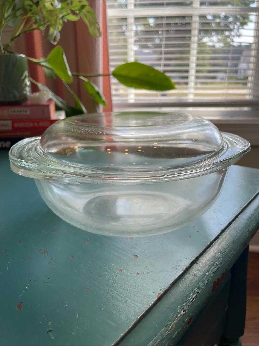 Vintage Pyrex Clear Glass Round Casserole Dish w/ Lid 1.5 Qt Ovenware USA